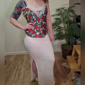 Cream Lace Maxi Skirt